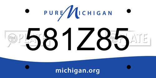 581Z85 Michigan License Plate