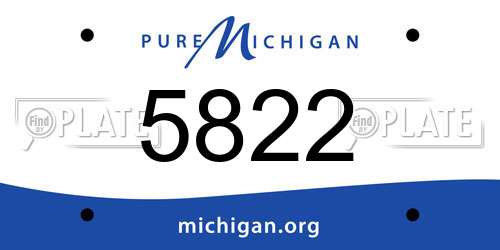 5822 Michigan License Plate