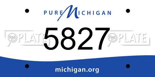 5827 Michigan License Plate