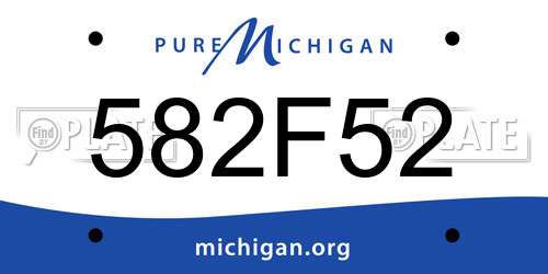 582F52 Michigan License Plate