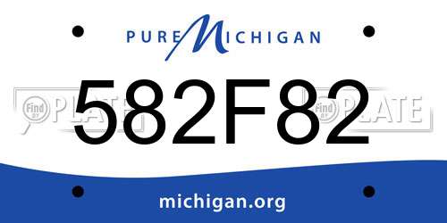 582F82 Michigan License Plate