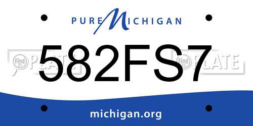 582FS7 Michigan License Plate