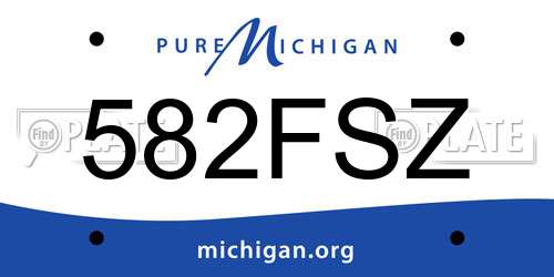 582FSZ Michigan License Plate