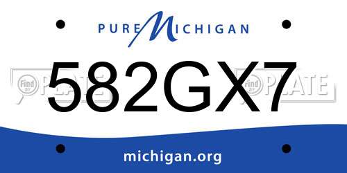 582GX7 Michigan License Plate
