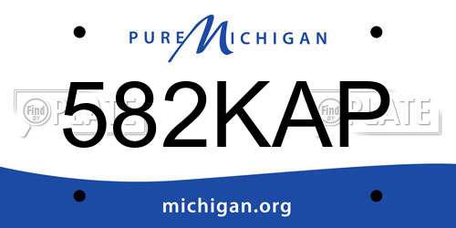 582KAP Michigan License Plate