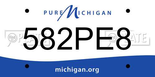 582PE8 Michigan License Plate