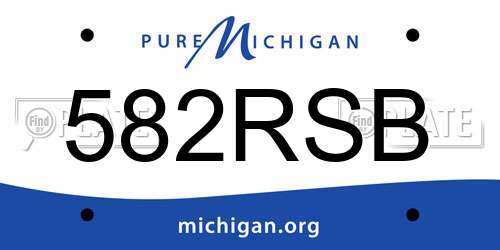 582RSB Michigan License Plate