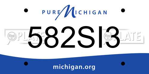 582SI3 Michigan License Plate