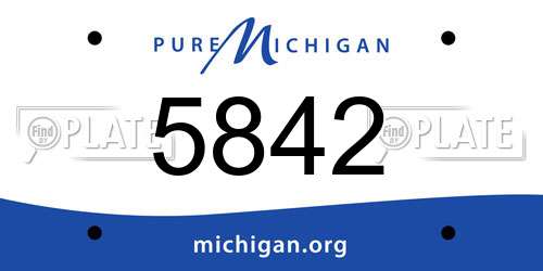 5842 Michigan License Plate