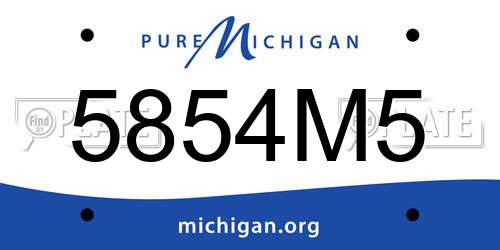 5854M5 Michigan License Plate