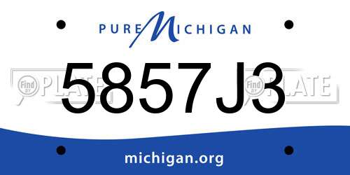 5857J3 Michigan License Plate