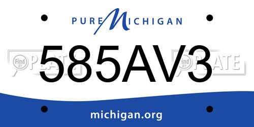 585AV3 Michigan License Plate