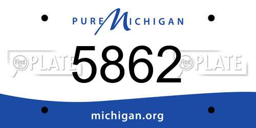 5862 Michigan License Plate