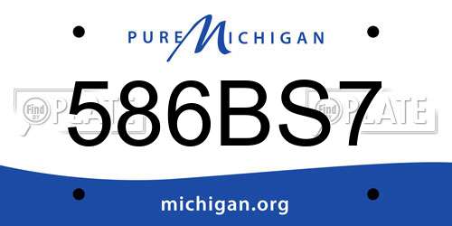 586BS7 Michigan License Plate