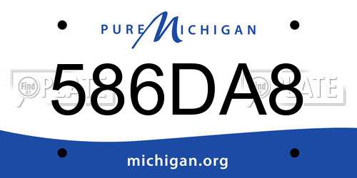 586DA8 Michigan License Plate