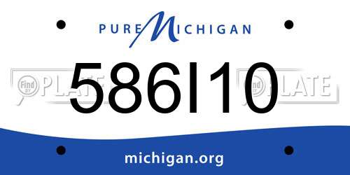 586I10 Michigan License Plate