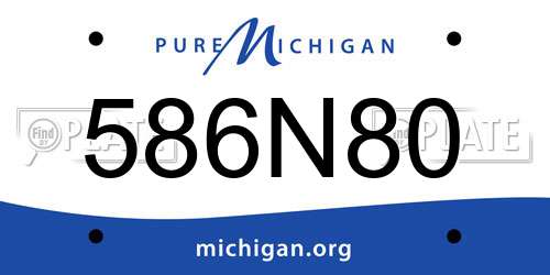586N80 Michigan License Plate