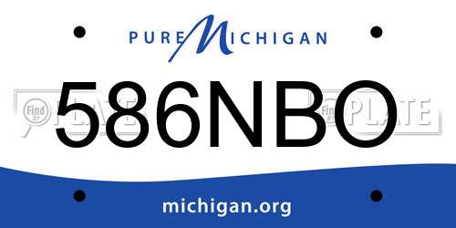 586NBO Michigan License Plate
