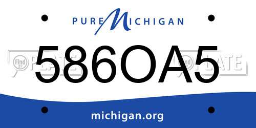 586OA5 Michigan License Plate