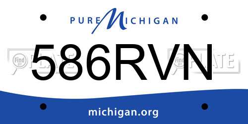 586RVN Michigan License Plate