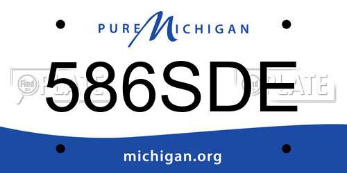 586SDE Michigan License Plate