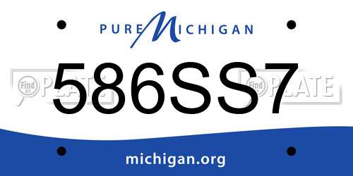 586SS7 Michigan License Plate