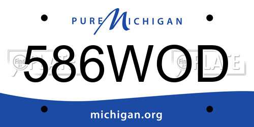 586WOD Michigan License Plate
