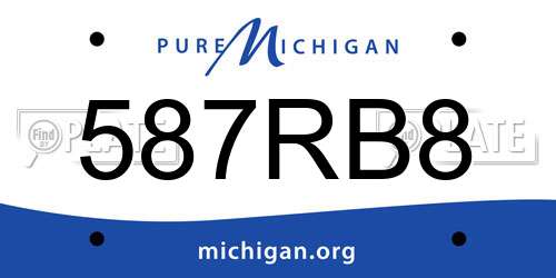 587RB8 Michigan License Plate