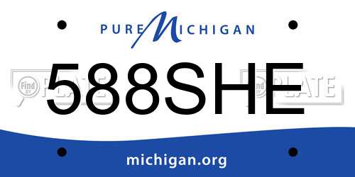 588SHE Michigan License Plate