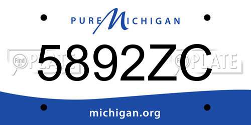 5892ZC Michigan License Plate