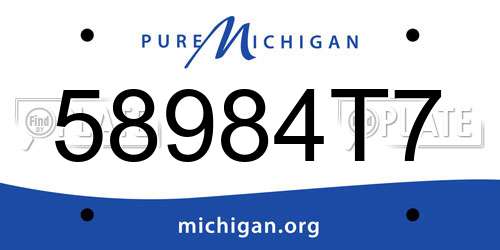 58984T7 Michigan License Plate