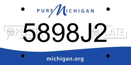 5898J2 Michigan License Plate