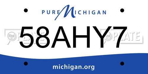 58AHY7 Michigan License Plate