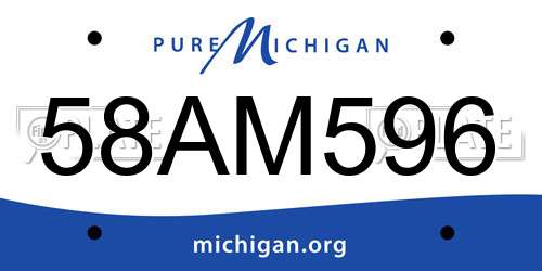 58AM596 Michigan License Plate