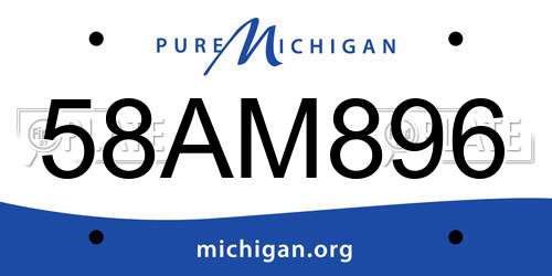 58AM896 Michigan License Plate