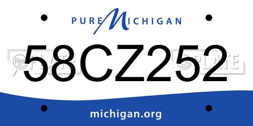 58CZ252 Michigan License Plate