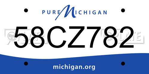 58CZ782 Michigan License Plate