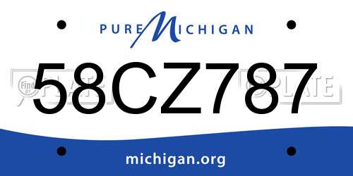 58CZ787 Michigan License Plate