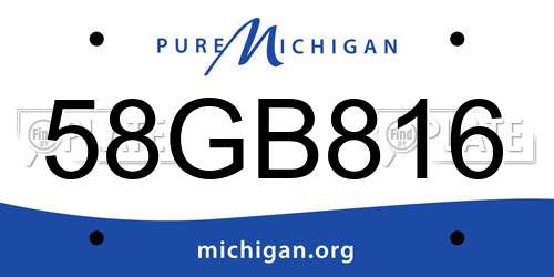 58GB816 Michigan License Plate
