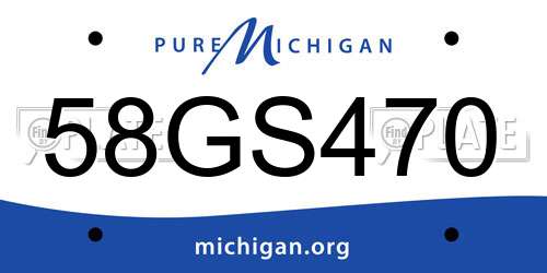 58GS470 Michigan License Plate