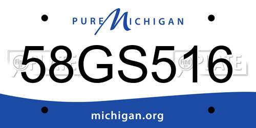 58GS516 Michigan License Plate