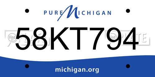58KT794 Michigan License Plate