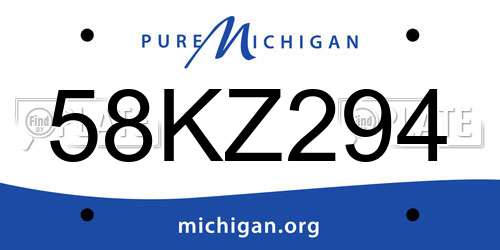 58KZ294 Michigan License Plate