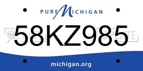 58KZ985 Michigan License Plate