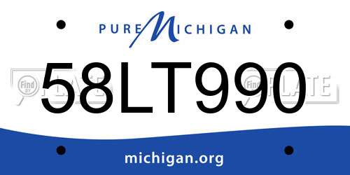 58LT990 Michigan License Plate