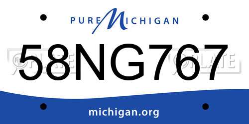 58NG767 Michigan License Plate