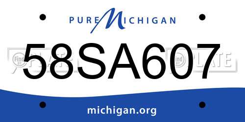 58SA607 Michigan License Plate