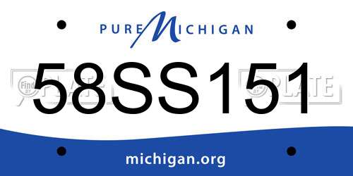 58SS151 Michigan License Plate