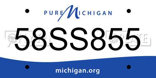 58SS855 Michigan License Plate