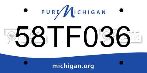 58TF036 Michigan License Plate